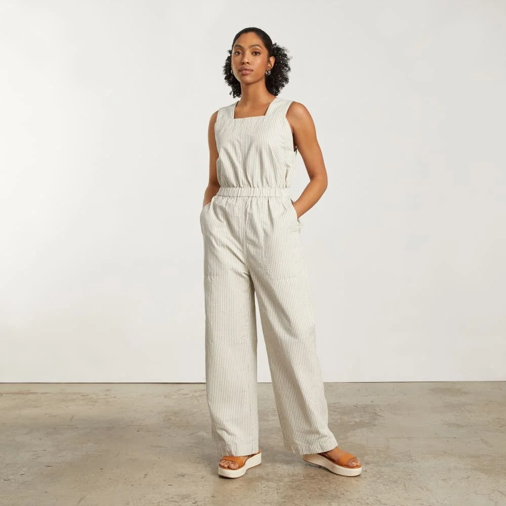The Fatigue Apron Jumpsuit | Navy Stripe (5)