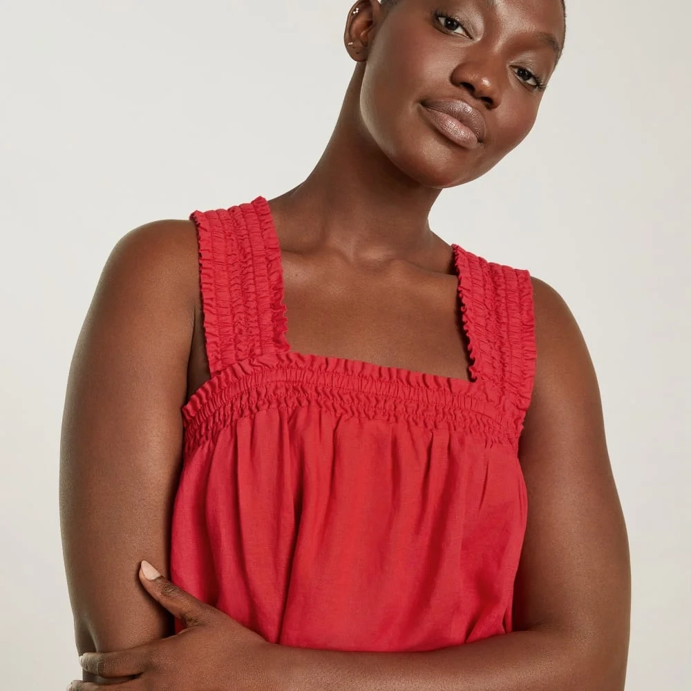 The Smocked Linen Dress | Goji Berry (4)