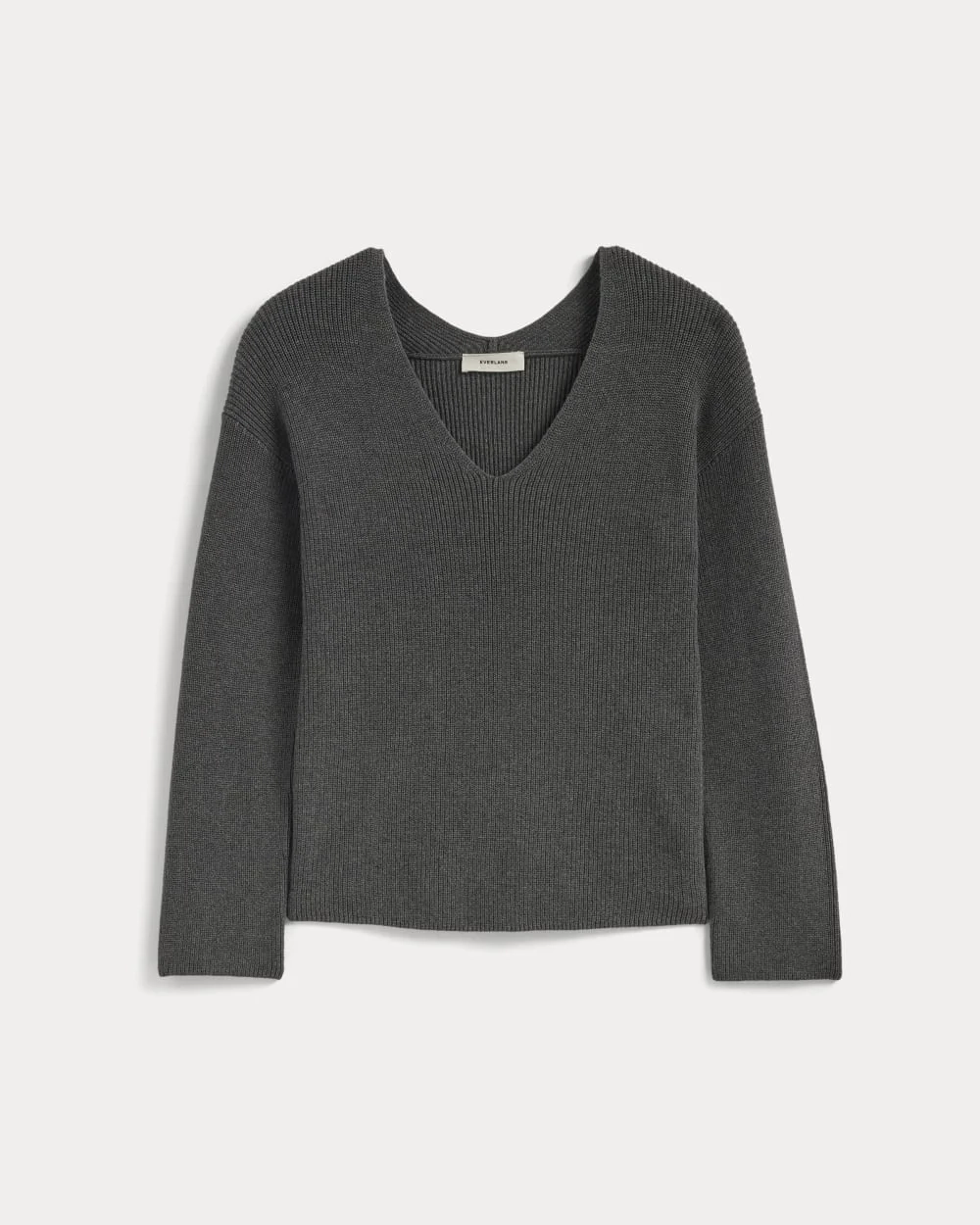 The Slouchy V-Neck in Everyday Cotton | Heathered Charcoal (5)