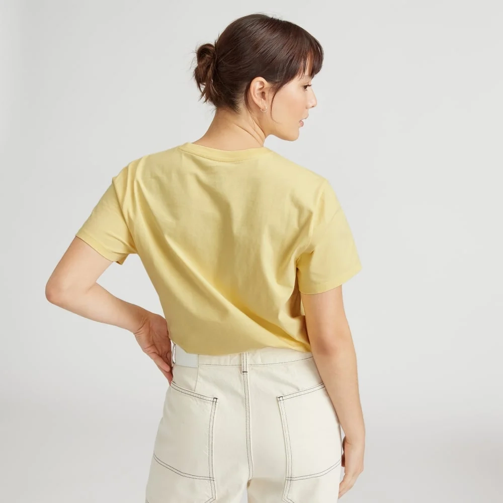 The Box-Cut Tee in Essential Cotton | Pale Yellow | Pocket (3)