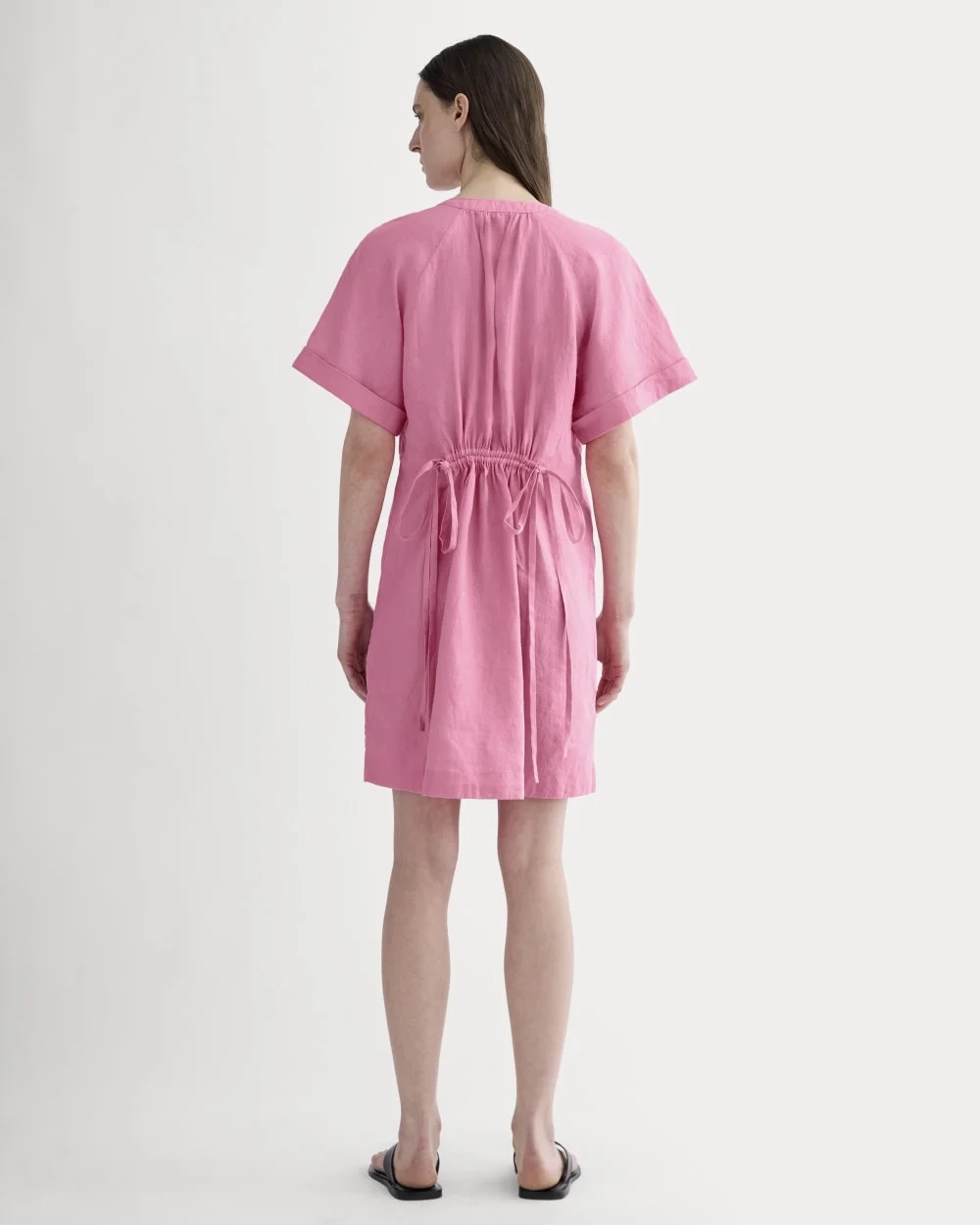 The Popover Dress in Linen | Deep Pink (5)
