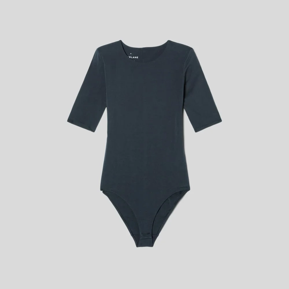 The Short-Sleeve Crew Neck Bodysuit | Black | Bikini (5)