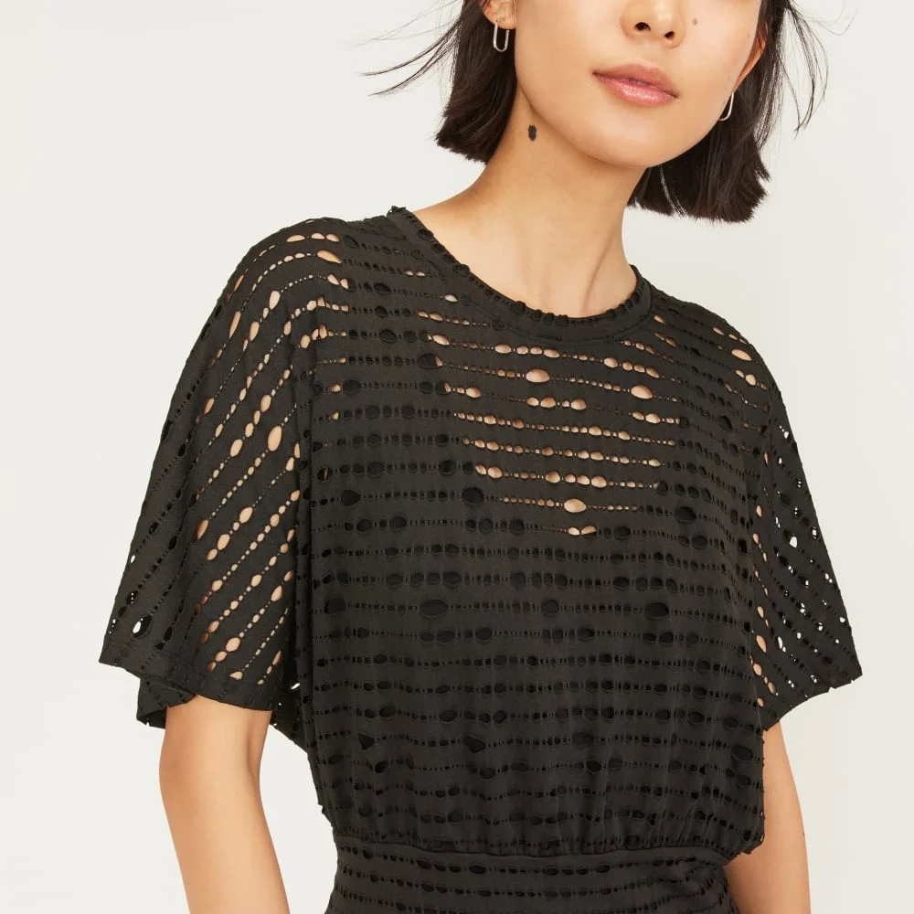 The Eyelet Waisted Dress | Black (4)