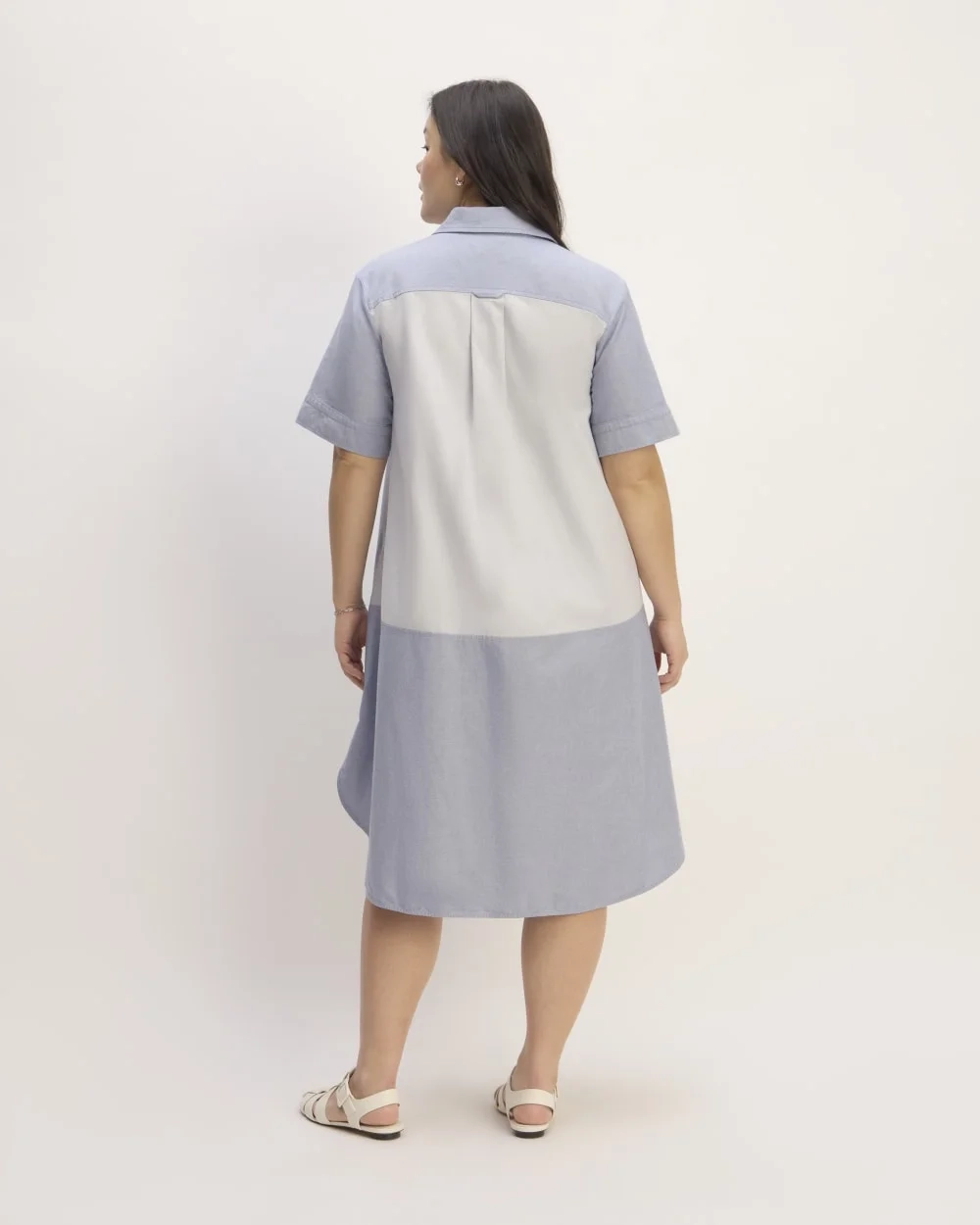 The Everlane x Marques' Almeida Patchwork Daytripper Dress | Blue Stripe Patchwo (4)