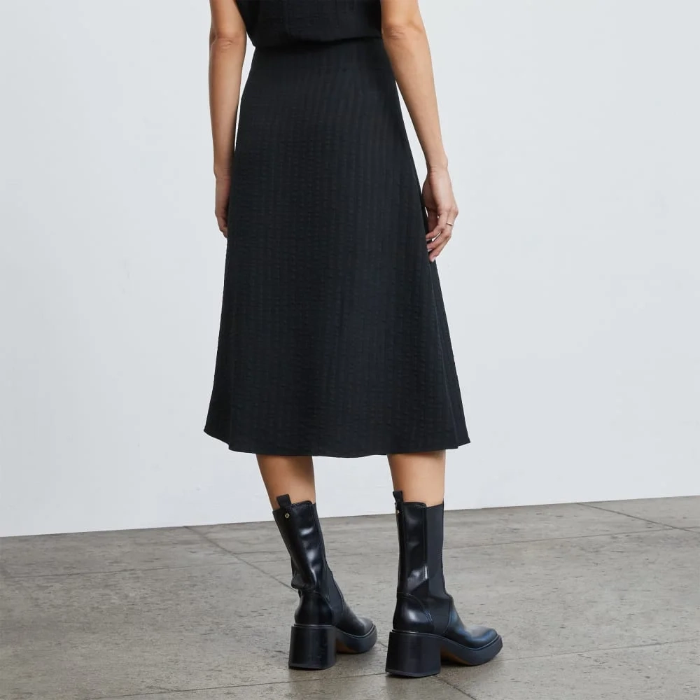 The City Stripe Midi Skirt | Black (4)