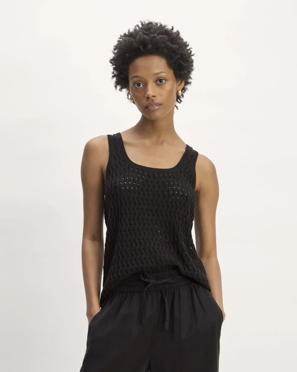 The Crochet Knit Tank | Black (5)