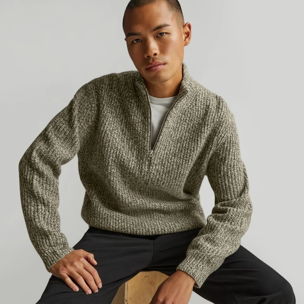 The Felted Merino Half-Zip Sweater | Seafoam Green / Kambaba Twist (5)