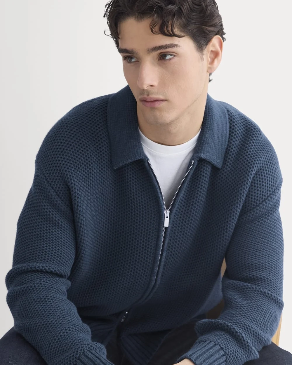 Honeycomb Sweater Jacket | Midnight Navy (6)