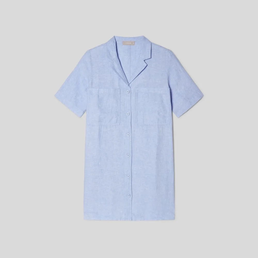 The Linen Workwear Dress | Light Blue (3)