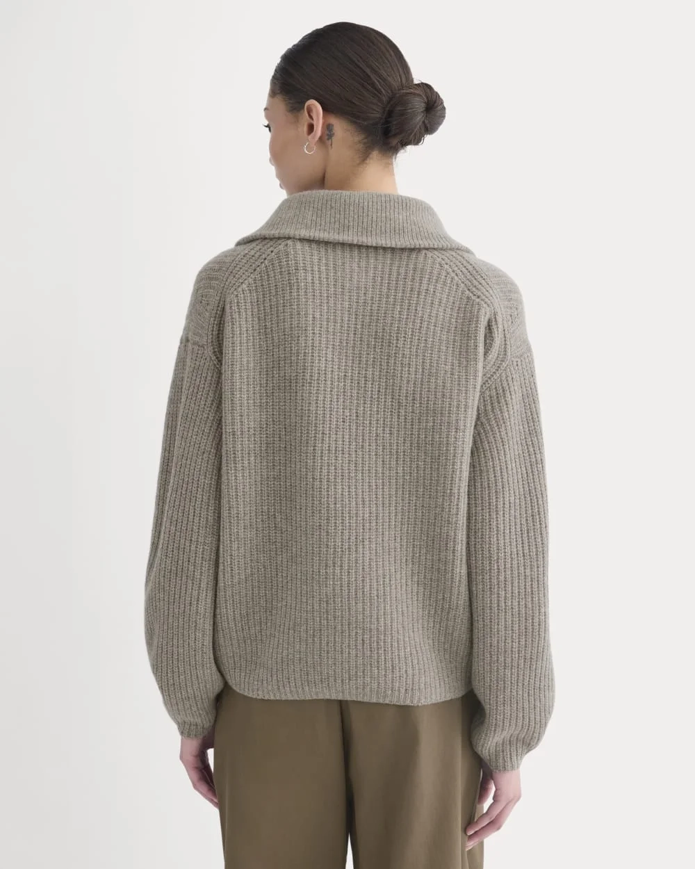 The Half-Zip Sweater in Luxe Merino | Heather Soft Taupe (6)