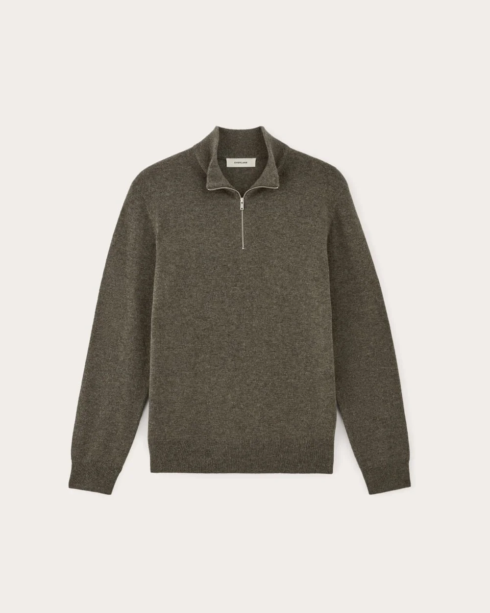 The Quarter-Zip in Cashmere | Heathered Army Green (4)
