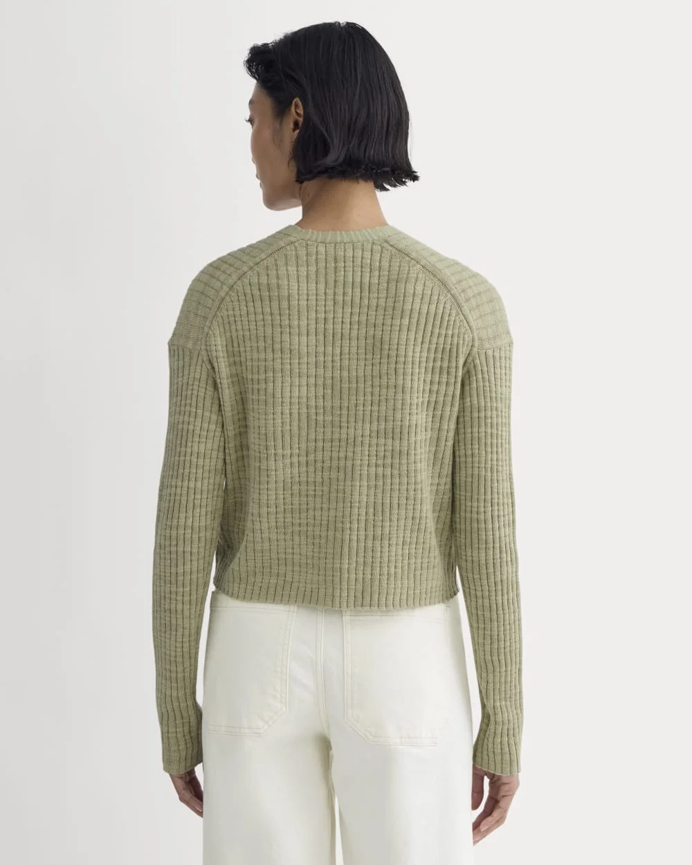 The Ribbed Cardigan in Cotton Linen | Eucalyptus (4)