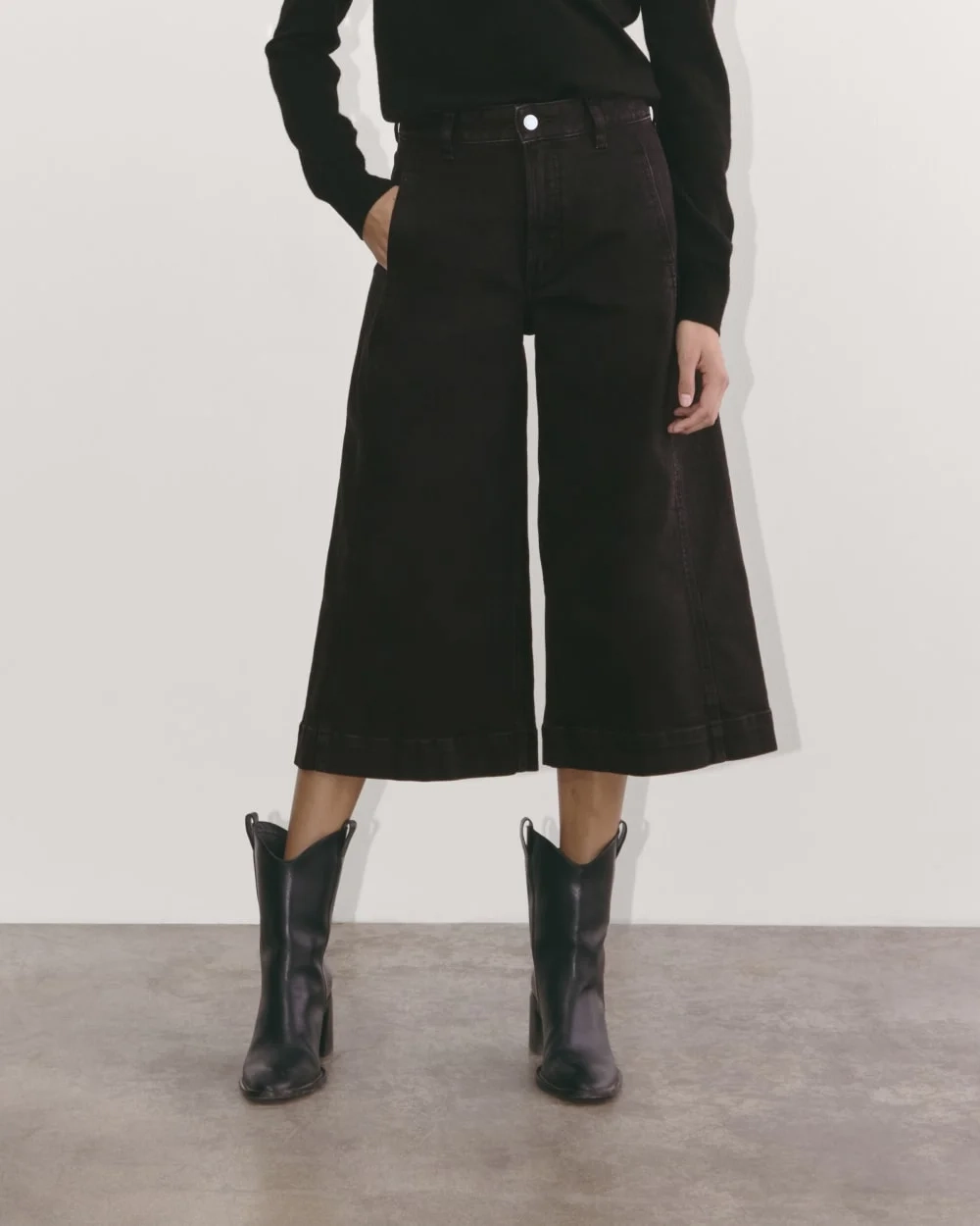The Denim Culotte | Tumbled Black (7)