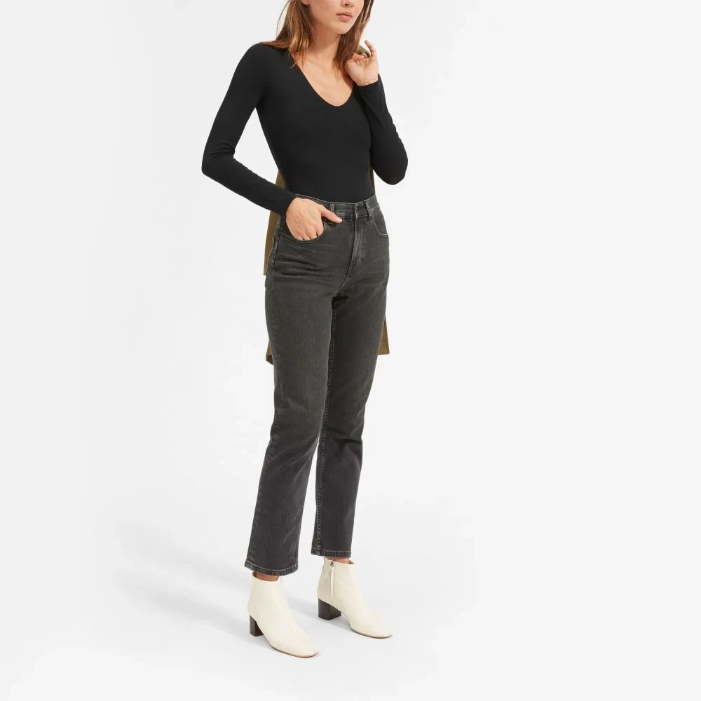 The Long-Sleeve V-Neck Bodysuit | Black | Bikini (5)