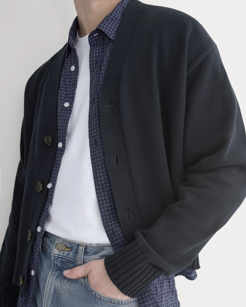 Cropped Cardigan in Everyday Cotton | Deep Navy (3)