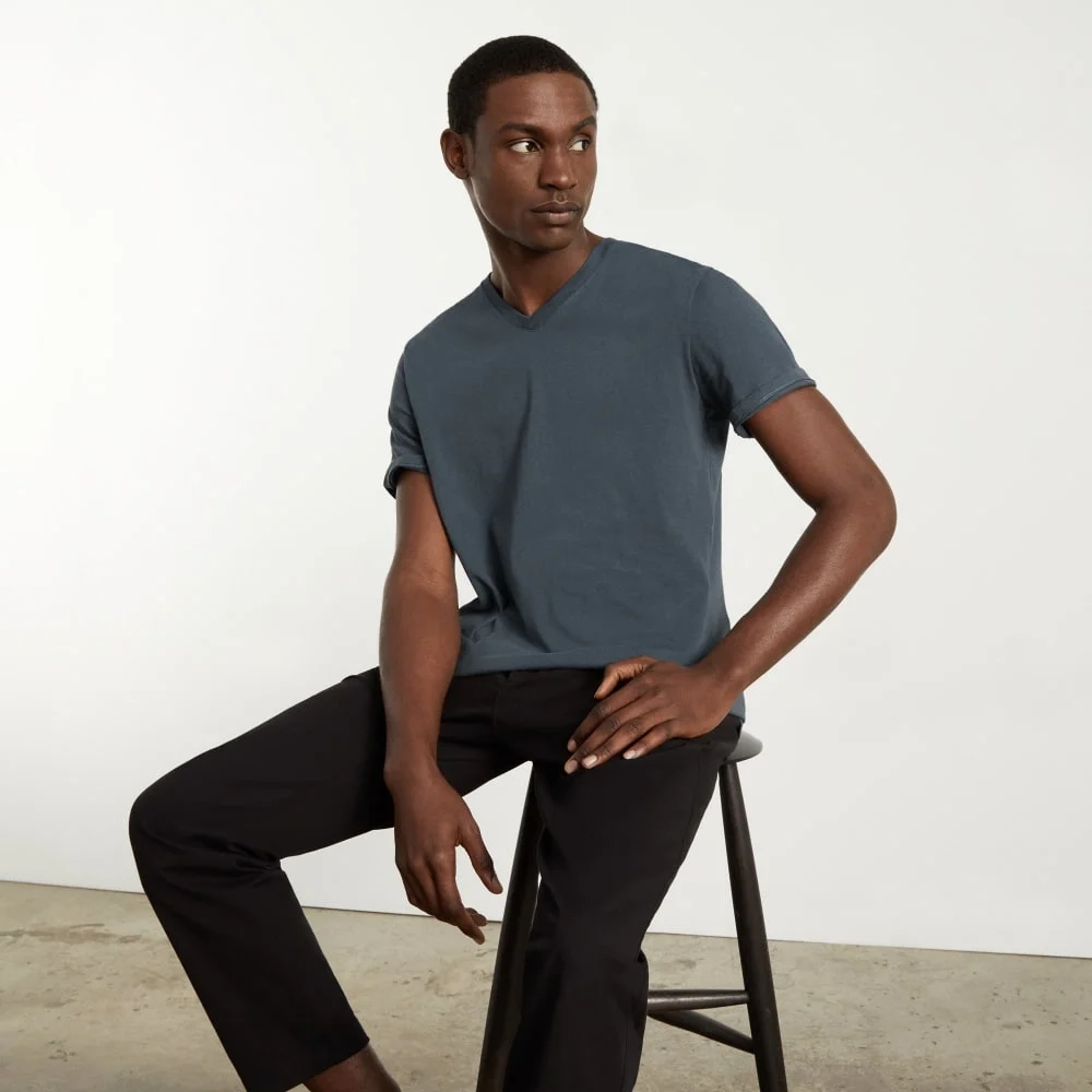 The Organic Cotton V-Neck Tee | Dark Slate (4)