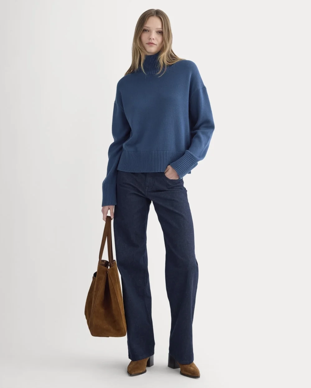 The Boxy Turtleneck in Everyday Cotton | Deep Lazuli Blue (4)