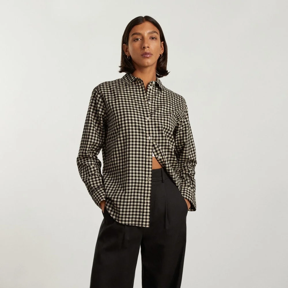 The Must-Have Shirt in Silky Cotton | Black / Canvas Gingham (6)