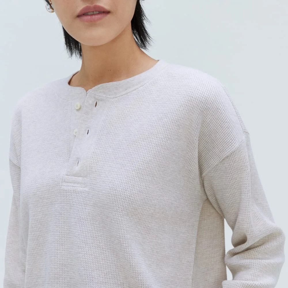 The Organic Cotton Waffle Henley | Heathered Tan (5)