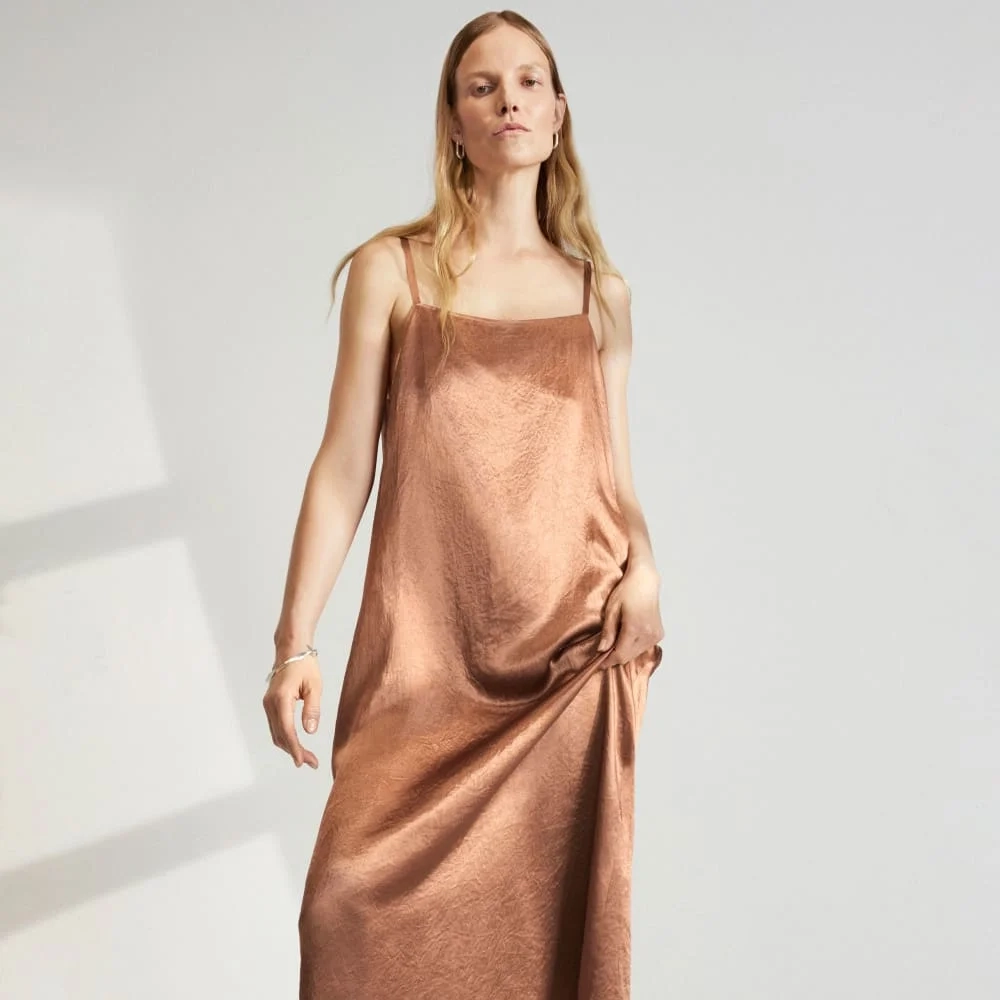The Satin Square-Neck Slip Dress | Carob Brown (6)