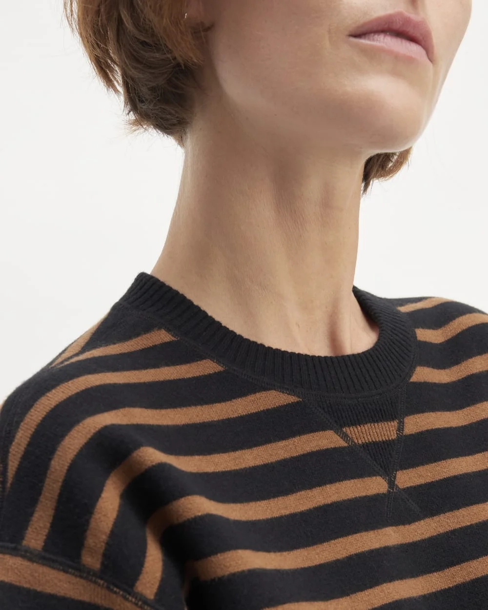 The Cotton-Merino Sweatshirt | Black / Dark Camel (5)