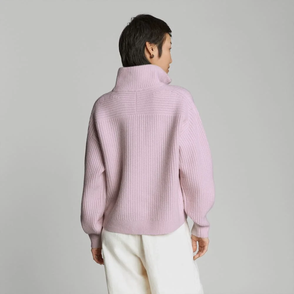 The Half-Zip Sweater in Luxe Merino | Light Lilac (5)