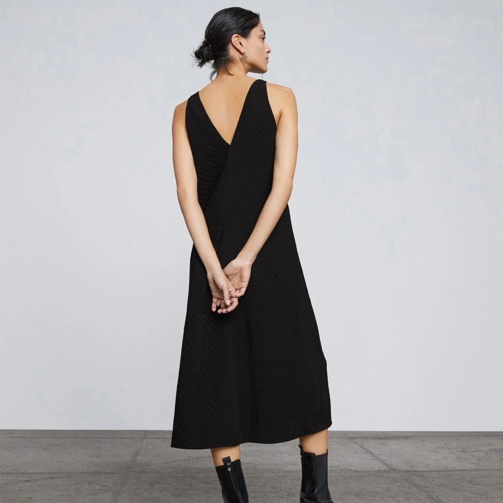 The City Stripe Midi Dress | Black (6)