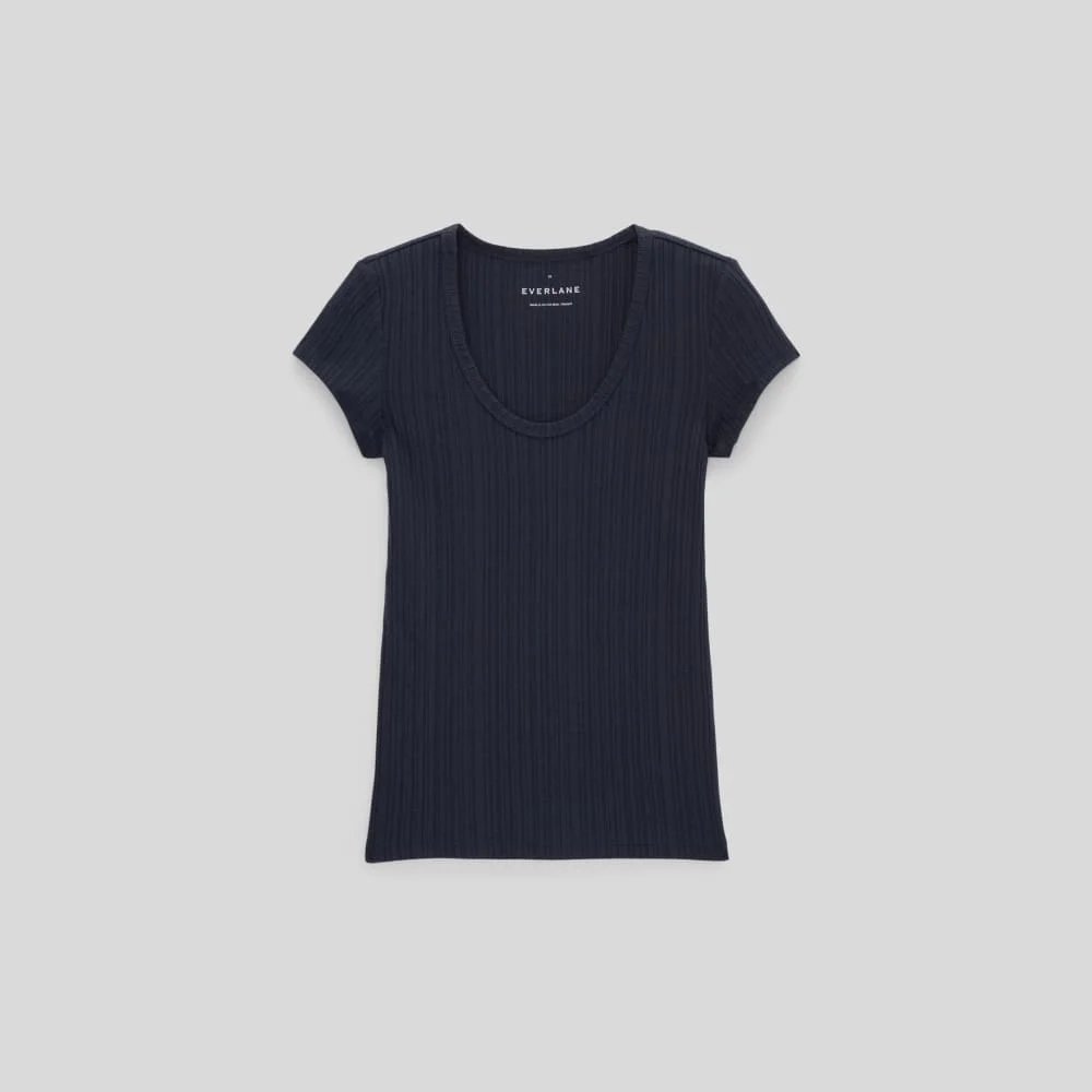 The Rib Soft Knit Scoop-Neck Tee | Navy (4)