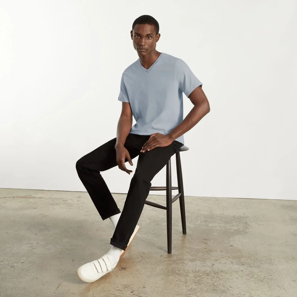 The Organic Cotton V-Neck Tee | Sky (4)
