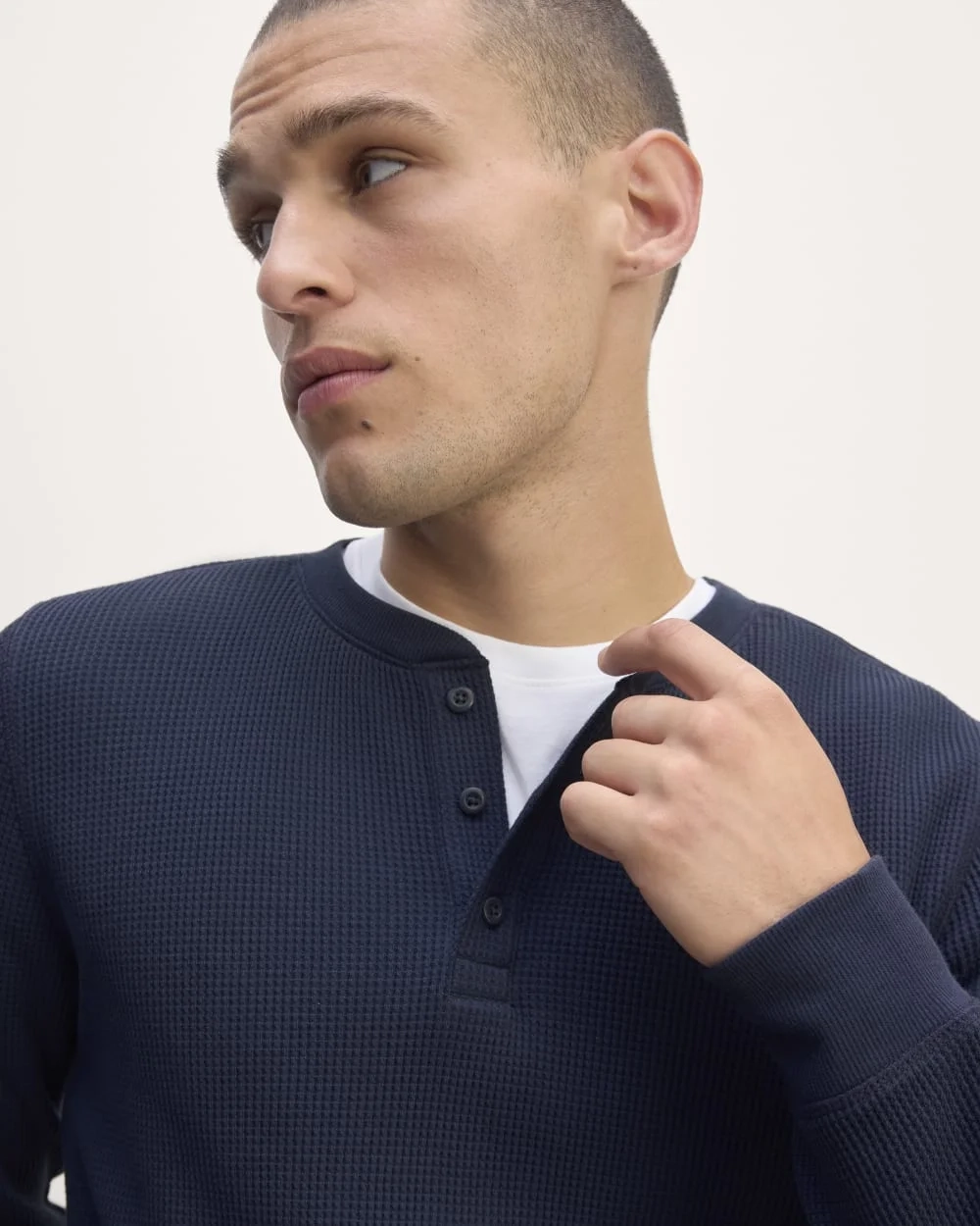 The Waffle Long-Sleeve Henley | Navy (3)