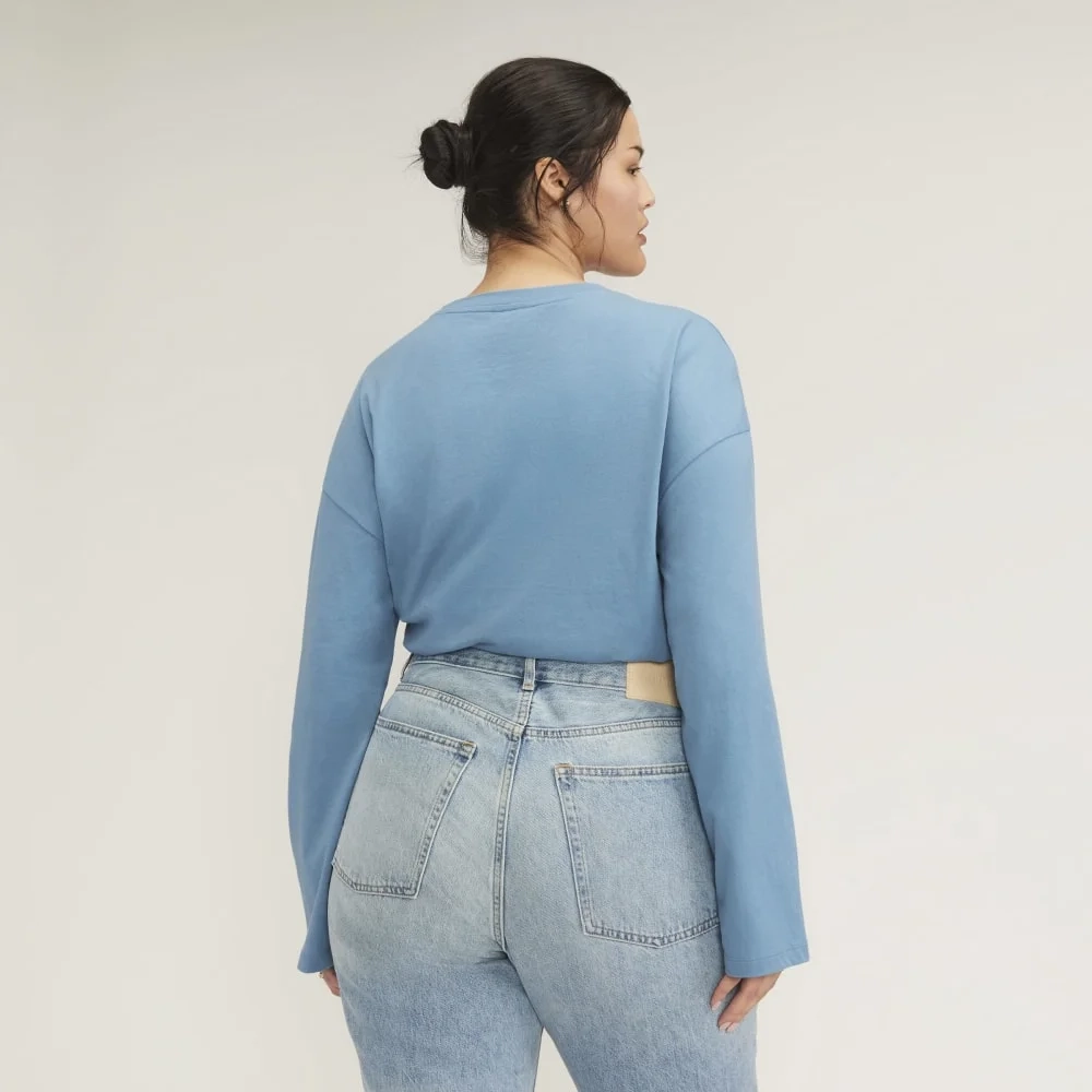The Organic Cotton Relaxed Long Sleeve Tee | Heritage Blue (4)