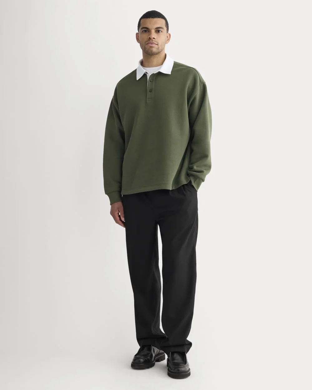 Luxe Fleece Rugby Polo | Dark Forest (3)