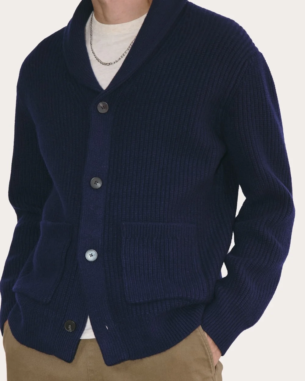 The Felted Merino Shawl Collar Cardigan | Deep Navy (6)