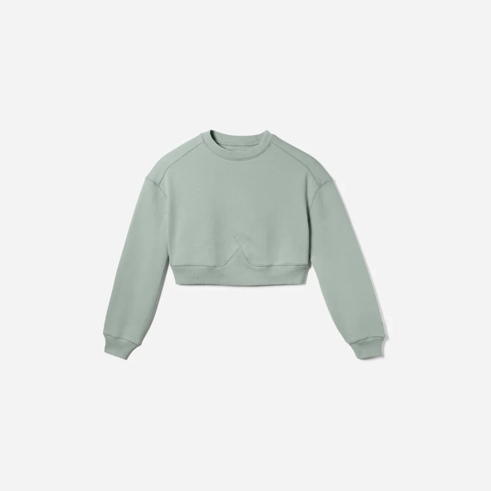 The Organic Cotton Cropped Crew | White Sage