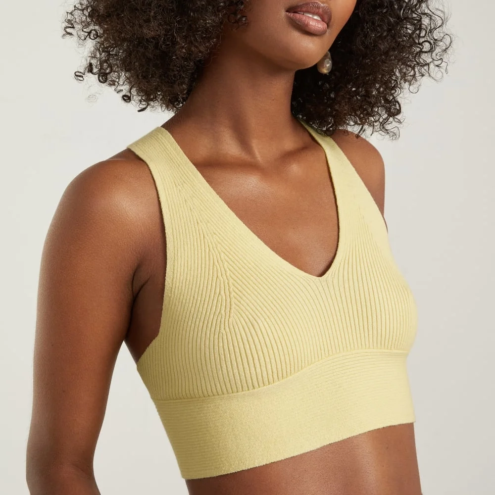 The Cross-Back Cropped Sweater Top | Pastel Yellow (4)