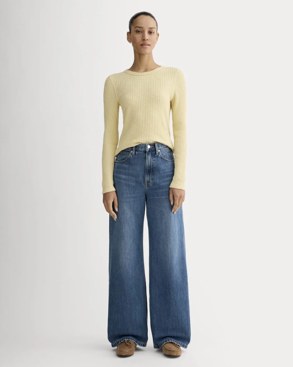 The Cozy Rib Long-Sleeve Tee | Banana Crepe (4)