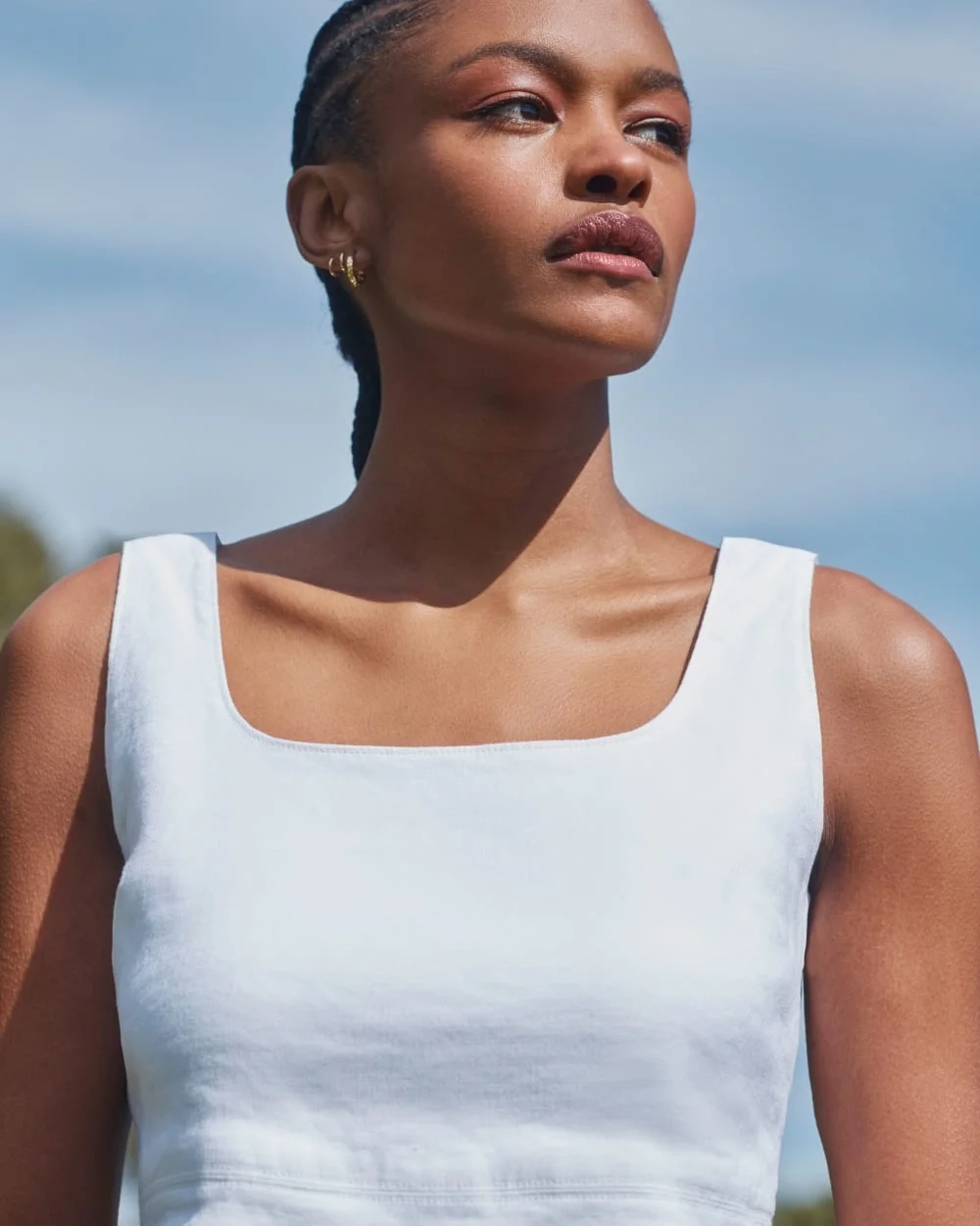 The Square Tank in Stretch Linen | White (7)