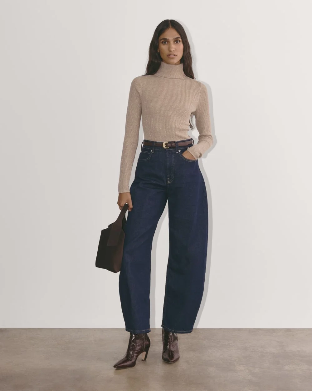 The Turtleneck in Lurex Merino | Rose Gold (4)