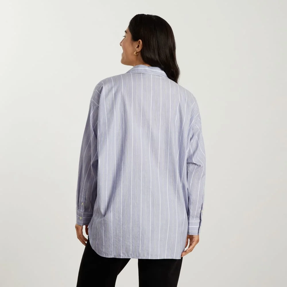 The Oversized Silky Cotton Shirt | Slate Blue (4)