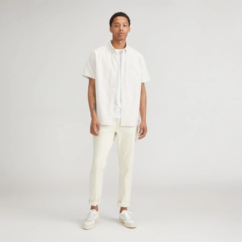 The Organic Short Sleeve Oxford Shirt | Sahara / Off-White (4)
