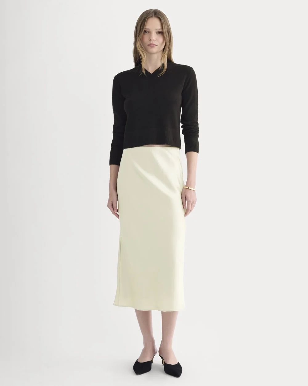 Slip Skirt in Silk Charmeuse | Bone