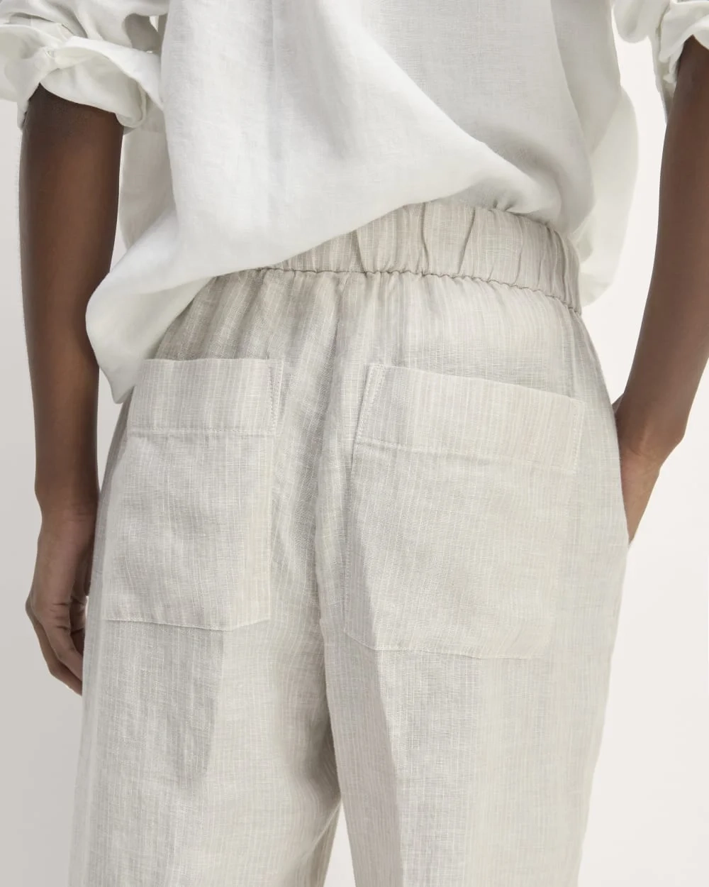 The Linen Easy Pant | Stone / White (6)