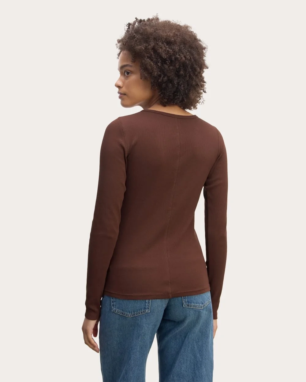 The Luxe Rib Long-Sleeve Crew | Dark Mahogany (4)