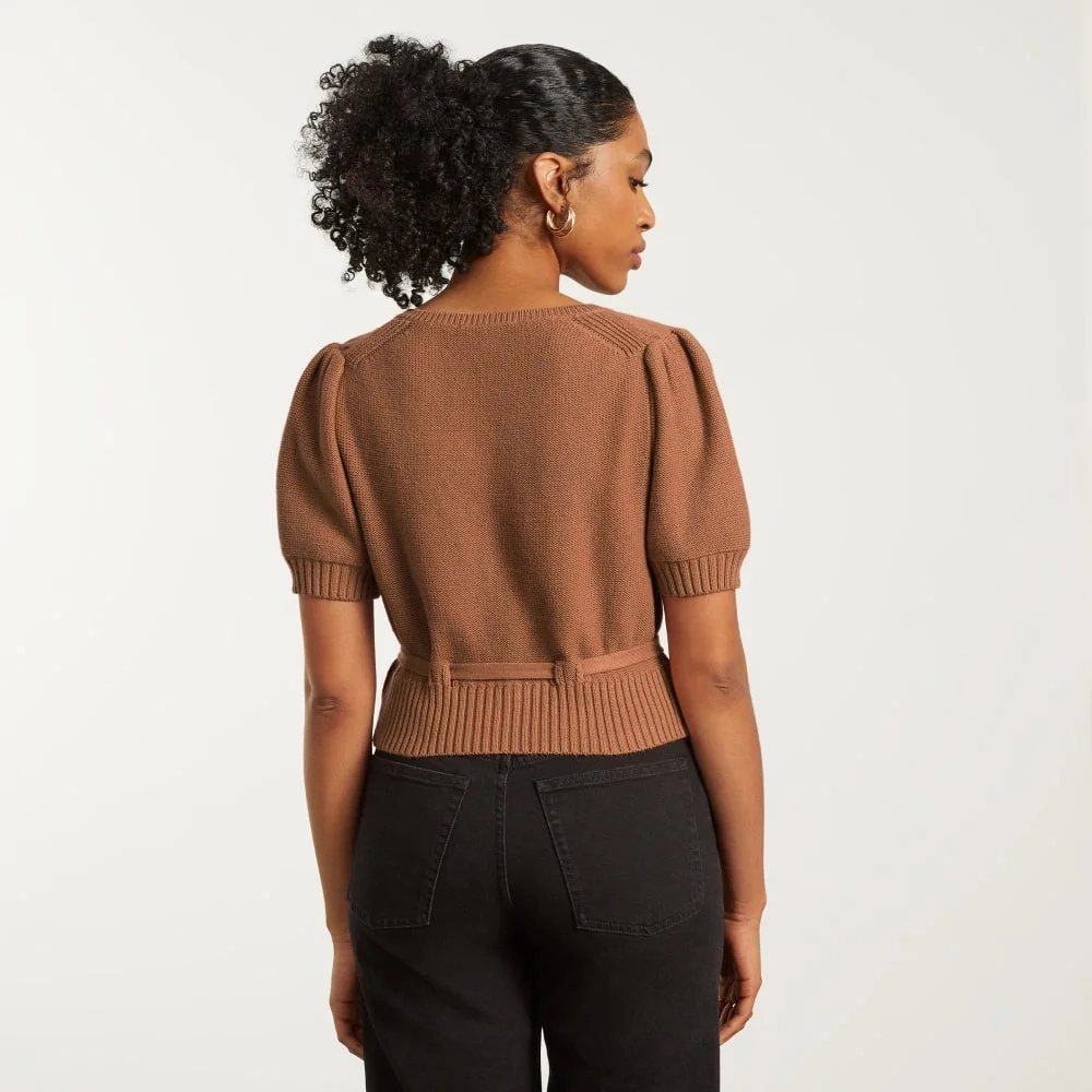 The Puff Sleeve Sweater Top | Tawny Brown (6)