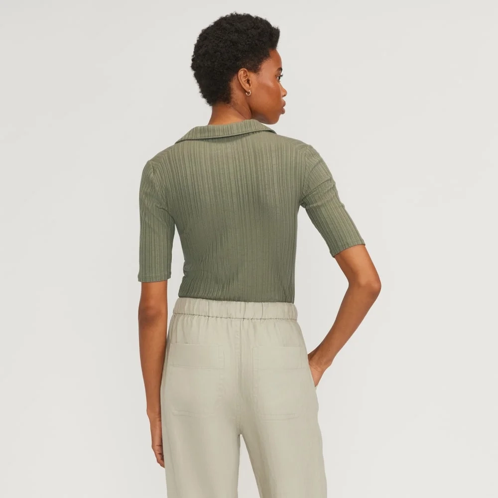 The Rib Soft Knit Open Collar Polo | Kalamata (3)