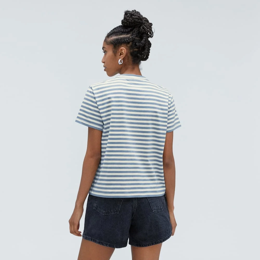 The Box-Cut Tee in Essential Cotton | Spring Lake / Canvas | No Pocket (4)