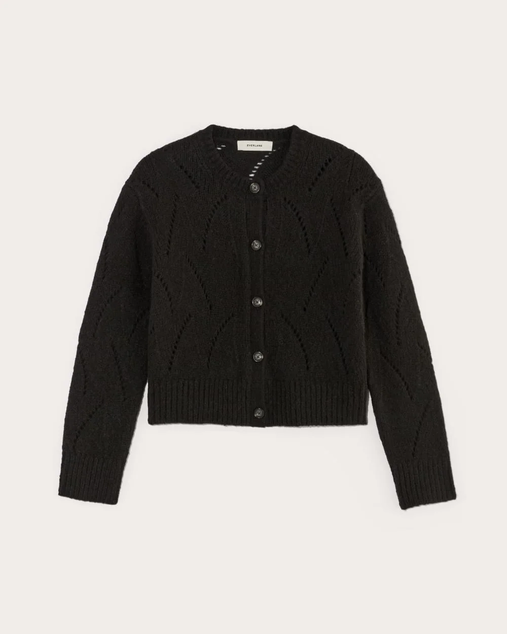 The Pointelle Cardigan in Cloud | Black (6)