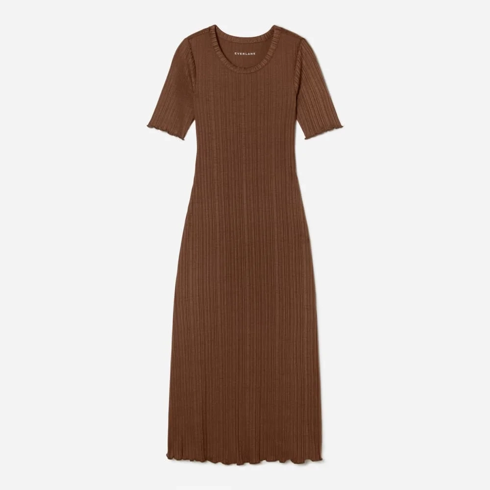 The Open Back Rib Dress | Espresso