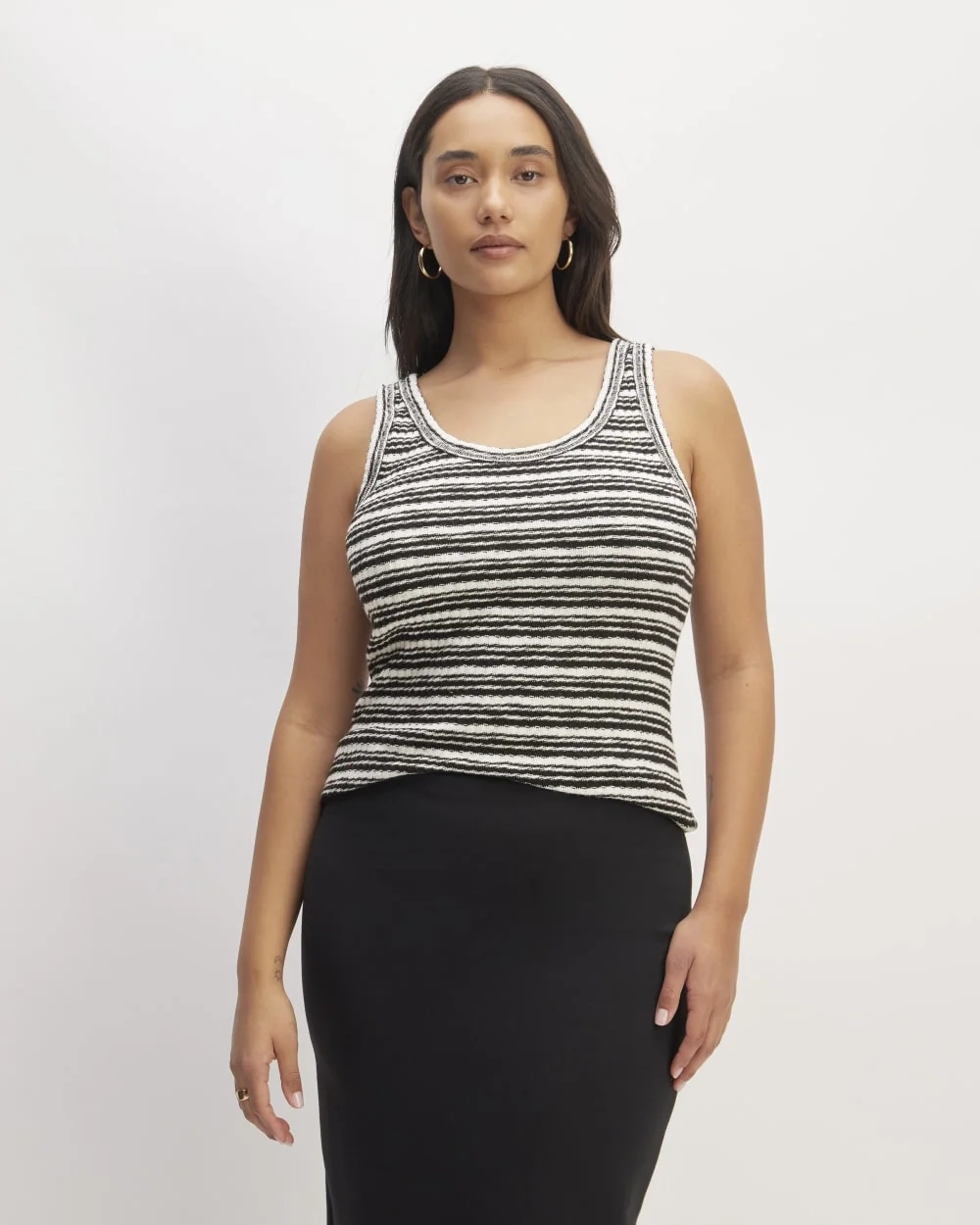 The Cozy Rib Tank | Bone / Black