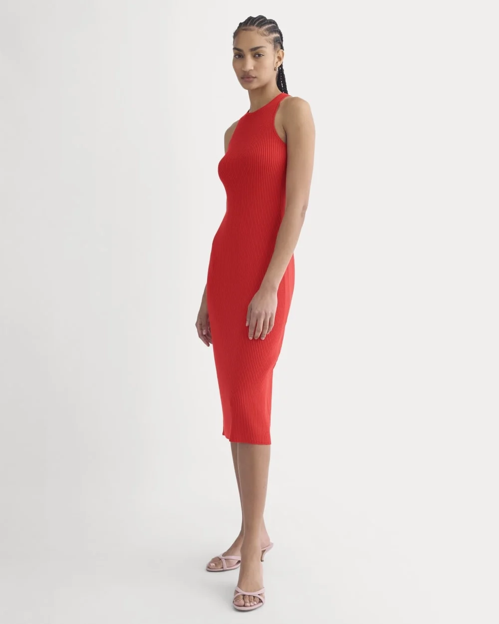 Cutaway Ribbed Midi Dress | Fiery Red (5)
